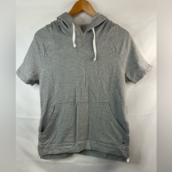 Fabletics Tops - Fabletics short sleeve hoodie, light gray with white draw strings. Womens size S